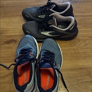 Two pairs of shoes 👟 .Brooks Women’s Dark Gray Athletic Shoes &,New Balance .